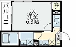 MELDIA稲毛 3階1Kの間取り