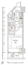 Log登戸station west 1Kの間取図画像