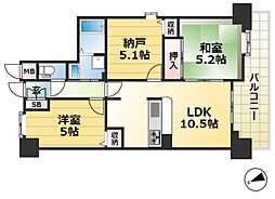 ベルレコルテ浜辺 3階2SDKの間取り