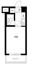 都営大江戸線 落合南長崎駅 徒歩2分の賃貸マンション 2階ワンルームの間取り