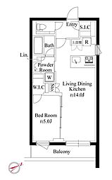 ラヴィエール千駄ヶ谷プレミアムレジデンス 2階1LDKの間取り