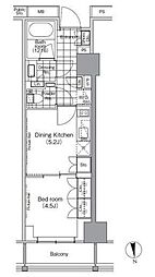 パークハビオ門前仲町 1DKの間取図画像
