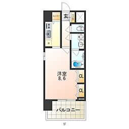 スプランディッド2 1Kの間取図画像