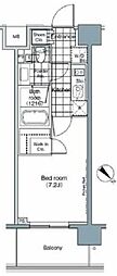 パークハビオ赤坂 1Kの間取図画像