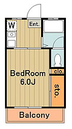 京王相模原線 京王永山駅 バス5分 瓜生下車 徒歩5分の賃貸マンション 3階1Kの間取り