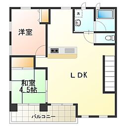 コウジィコート2番館 2LDKの間取図画像