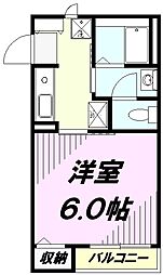 JR中央線 八王子駅 徒歩4分の賃貸マンション 2階1Kの間取り