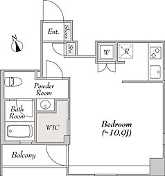 ＢｌｕＲｏｃｋ銀座イースト 100 11階ワンルームの間取り