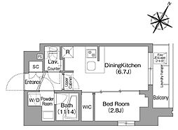 コンフォリア・リヴ新中野サウス 4階1DKの間取り