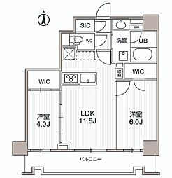シーズンフラッツ両国サウス 8階2LDKの間取り