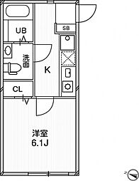 ルクール平和台 1Kの間取図画像