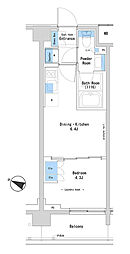 ルフォンプログレ中野富士見町ザ・レジデンス 1階1DKの間取り