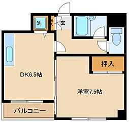 第72シンエイビル 3階1DKの間取り
