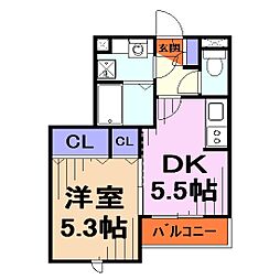 ピュアボート川口元郷 1DKの間取図画像