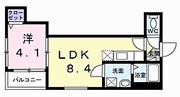 グラン　コスモ 2階1LDKの間取り