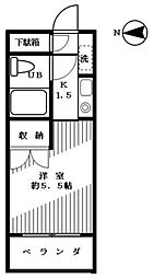 スカイコート阿佐ヶ谷 3階1Kの間取り