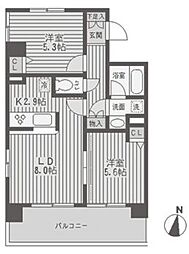 レジディア両国 6階2LDKの間取り