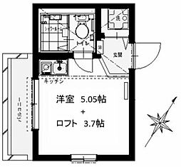 アンブランシュ ワンルームの間取図画像