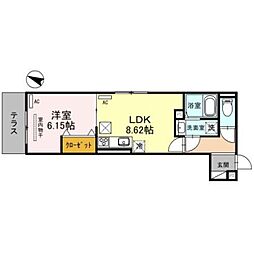 JR東海道・山陽本線 三ノ宮駅 徒歩20分の賃貸アパート 1階1LDKの間取り