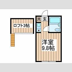 ニューコートくぬぎ山 1階ワンルームの間取り