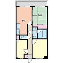 アメニティプラザA 2階3DKの間取り