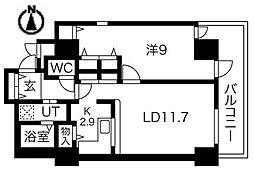 シティコート目黒4号棟 1LDKの間取図画像