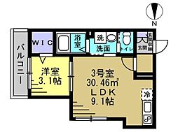 Sourire馬橋 1LDKの間取図画像
