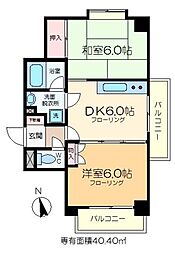 ＫＵビル 7階2DKの間取り
