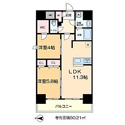 S-RESIDENCE綾瀬rivie 7階2LDKの間取り