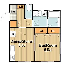 アムザック上溝 1階1DKの間取り