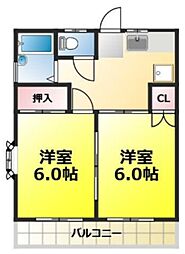 サン・フォレスト 2DKの間取図画像
