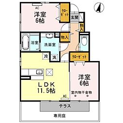 ソレイユ1 2LDKの間取図画像