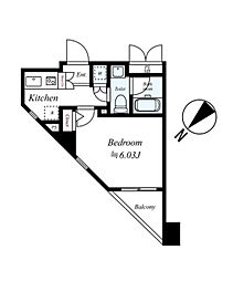 CQレジデンスタマガワ 1Kの間取図画像