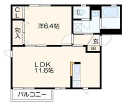 グランパレッソ 1階1LDKの間取り