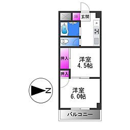 Osaka Metro千日前線 小路駅 徒歩6分の賃貸マンション 6階2Kの間取り