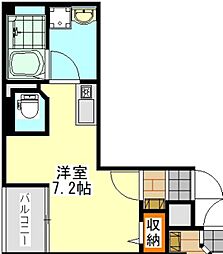 コネクトパークヒルズ本千葉町 2階ワンルームの間取り