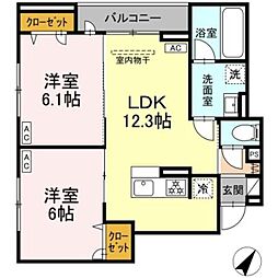 ディールーム豊田 2LDKの間取図画像