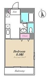 ドルフ国立 1階1Kの間取り