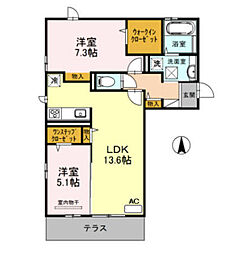 ル・フルーレ 2LDKの間取図画像