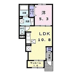 スール ソレイユ ココル II 1LDKの間取図画像