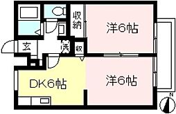 シャルマン向ヶ丘B 2DKの間取図画像