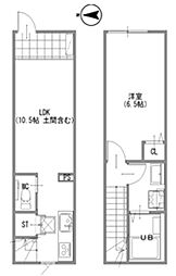 八王子市北野町アパート 1LDKの間取図画像