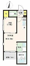 ハーモニーテラス上篠崎III 1DKの間取図画像