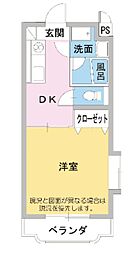 メゾンかりがね 1DKの間取図画像