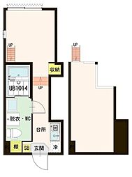 ハーモニーテラス堀船 1Kの間取図画像