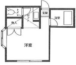 サンハウス津田沼 ワンルームの間取図画像