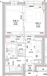品川区西中延2丁目マンション 2Kの間取図画像