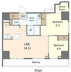 Alivis東京尾久 9階2SLDKの間取り
