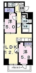 日暮里クリスタルガーデン 2LDKの間取図画像