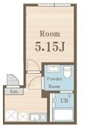 Celeste 3階1Kの間取り